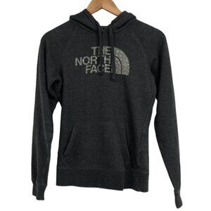 The North Face Grey Logo  front Pullover Hoodie kangaroo pockets womens XS